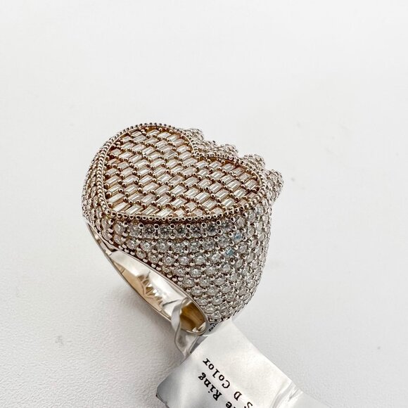 925 Sterling Sliver Moissanite Designer Heart Ring, 4.647ctw VVS Stones Hip Hop - Picture 2 of 9